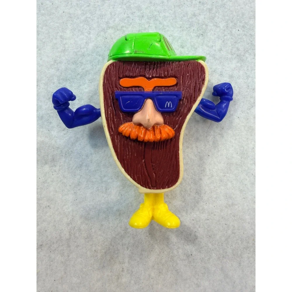 Vintage 1990 McDonalds Food Changeables T-Bone Steak Transforming Toy Figure